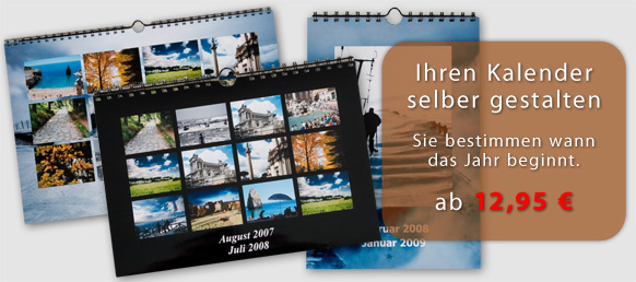 Kalender mit Spiralbindung 12 Seiten und Deckblatt