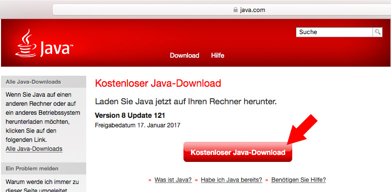 Java von der offiziellen Webseite herunterladen