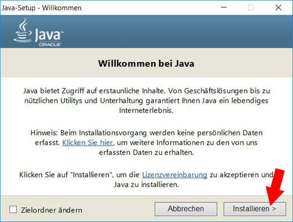 Java Installation durchführen