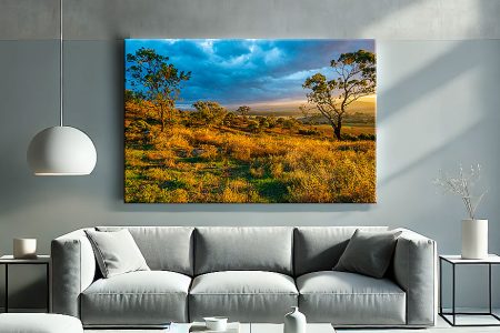 Foto-auf-Leinwand-drucken Wohnzimmer mit einer großen Fotoleinwand